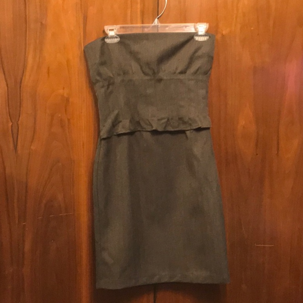 Brown Tweed strapless dress - sample approx size